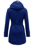 Retro Solid Belt Double-breasted Coat