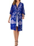 Solid Floral Lace-up Cover Up