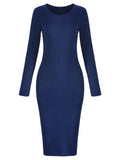 1960s Scoop Collar Solid Hip Dress