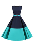 1950s Patchwork Belted Swing Dress