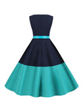 1950s Patchwork Belted Swing Dress