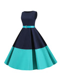 1950s Patchwork Belted Swing Dress