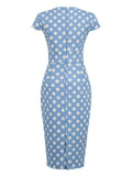 Blue 1960s Polka Dot Pencil Dress