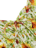 2PCS 1950s Sunflower Crop Top & Pants