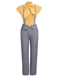 2PCS 1950s Blouse Top & Suspender Pants