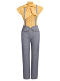 2PCS 1950s Blouse Top & Suspender Pants