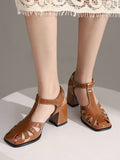 Retro Cutout Sandals High Heel Shoes