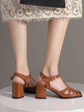 Retro Cutout Sandals High Heel Shoes