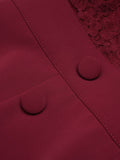Wine Red 1930s Lace Patchwork Jumpsuit