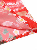 Red Floral Bohemian Lace-Up Cover Up