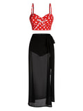 [US Warehouse] Red 1950s Halter Polka Dot Bikini Set