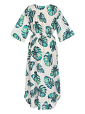 Palm Leaves Bohemian Lace-Up Cover Up