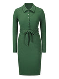 1960s Chelsea Collar Button Solid Dress
