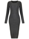 1960s Scoop Collar Solid Hip Dress