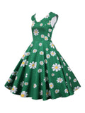 1950s Daisy Sleeveless Swing Dress
