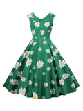 1950s Daisy Sleeveless Swing Dress
