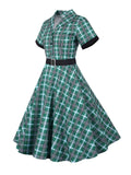 1950s Plaids Belted Swing Dress
