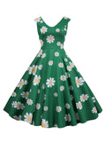 1950s Daisy Sleeveless Swing Dress
