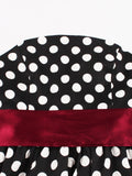 Black 1950s Dot Ruffles Swing Dress