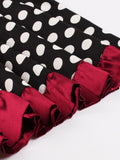 Black 1950s Dot Ruffles Swing Dress