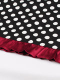 Black 1950s Dot Ruffles Swing Dress