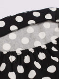 Black 1950s Dot Ruffles Swing Dress