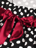 Black 1950s Dot Ruffles Swing Dress