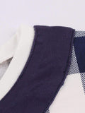 Navy 1950s Plaid Cross Tie Swing Dress