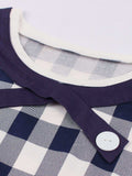 Navy 1950s Plaid Cross Tie Swing Dress