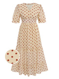 Apricot 1940s Polka Dot Vintage Dress