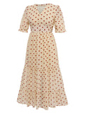 Apricot 1940s Polka Dot Vintage Dress
