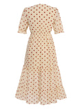 Apricot 1940s Polka Dot Vintage Dress