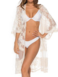 Solid Floral Lace-up Cover Up