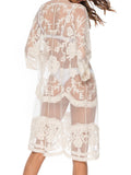 Solid Floral Lace-up Cover Up