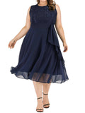 [Plus Size] 1950s Solid Lace Swing Vintage Dress