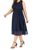 [Plus Size] 1950s Solid Lace Swing Vintage Dress