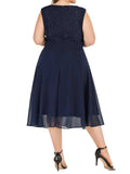 [Plus Size] 1950s Solid Lace Swing Vintage Dress