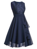 [Plus Size] 1950s Solid Lace Swing Vintage Dress