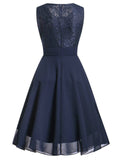 [Plus Size] 1950s Solid Lace Swing Vintage Dress