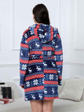 [Plus Size] 1940s Christmas Print Flannel Thickened Sleepwear