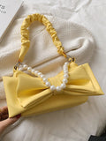Retro Bowknot Pearl Solid Underarm Bag
