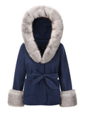 1960s Furry Solid Hooded Thickened Cotton Coat