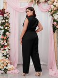 [Plus Size] 1930s Lapel Sleeveless Suit Jumpsuit With Belt