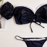 Black Ruffled Keyhole Bikini Set
