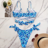 Floral Lace-Up Bikini Set
