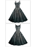 Black 1950s Halloween Spider Web Strap Dress