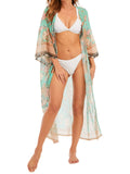 Blue Floral Bohemian Lace-Up Cover Up