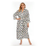 [Plus Size] 1930s V-Neck Polka Dots Pajama Robe