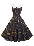 1950s Black Music Notes Swing Dress