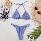 Lavender Tiered Halter Bikini Set